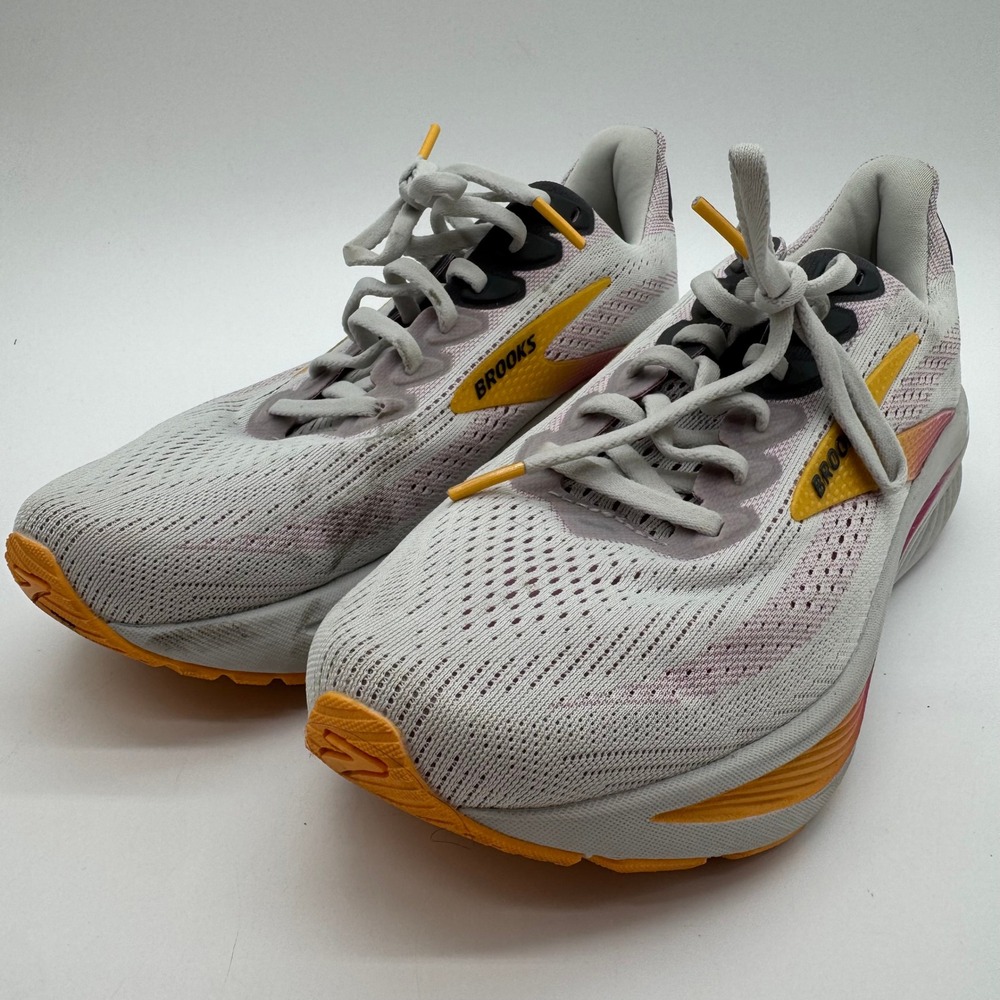 Brooks Ghost 16 Womens Running Shoes 9.5 Wide D Gray Pink Yellow 1204311D070
